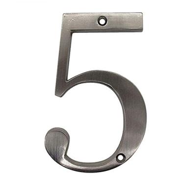 Imagem de Placa de porta flutuante 3D de 10 cm com número de placa de níquel acetinado com dígitos de liga, placa grande de 0 a 9, para casa ao ar livre, caixa de correio de hotel, antiferrugem durável