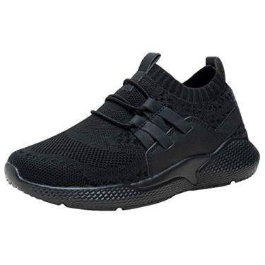 Imagem de Tênis esportivo casual masculino respirável da COODO, Ebony, 3 Little Kid