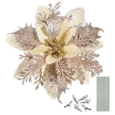 Kit 30 Flor Flores Enfeite Artificial Brilho Glitter Decoração Árvore Natal  Natlina