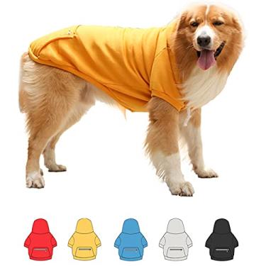 Imagem de SEIS Moletom grande para cães com bolso, roupas quentes para animais de estimação com chapéu, casaco de fantasia Golden Retriever para inverno, outono, primavera (amarelo, 3GG (circunferência do peito