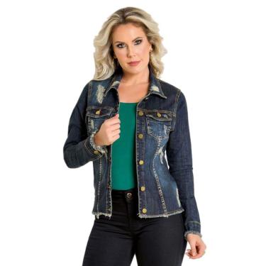 Imagem de Jaqueta Jeans Sawary Detalhes Destroyed Azul
