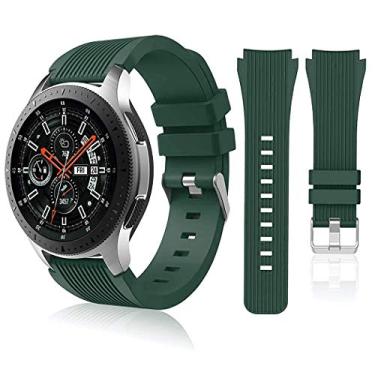 Imagem de HSWAI Compatível com Samsung Galaxy Watch 46 mm/Gear S3 Frontier, pulseiras de relógio clássicas/pulseiras Galaxy Watch 3 de 45 mm, pulseira de silicone macio de 22 mm pulseira esportiva para homens e mulheres (verde-oliva)