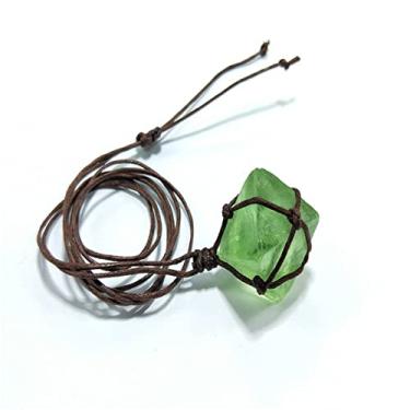 Imagem de Fluorita,Quartzo com Cristal Natural | Pingente chacra trançado envoltório Reiki pingente pedra cristal joias para mulheres e homens Kumprohu