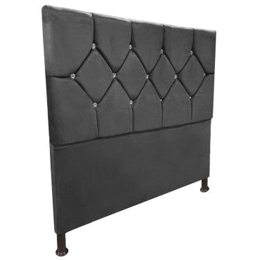 Imagem de Cabeceira de Cama Box Viúva 130cm Estofada Maju Cinza
