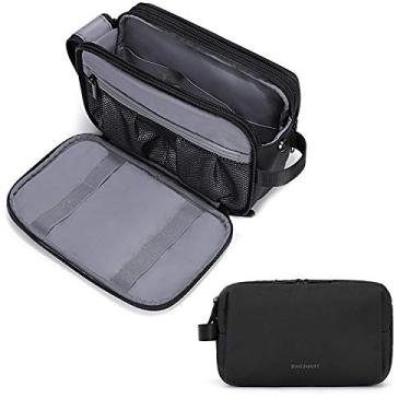 Imagem de Necessaire masculina BAGSMART, organizador de artigos de higiene pessoal para viagem, bolsa de barbear resistente à água, essencial para dormitórios, Preto, Medium