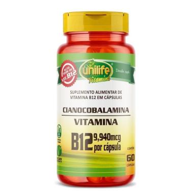 Imagem de Vitamina B12 (cianocobalamina) 60 Cápsulas 450mg Unilife