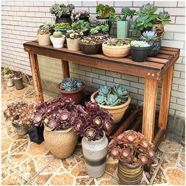 Imagem de Mesa De Banco Para Vasos De Jardim, Prateleira Para Plantas De 2 Camadas, Prateleira Para Exibição De Vasos De Flores Internos E Externos, Suporte Para Plantador De Escada Múltipla, Para Varanda,