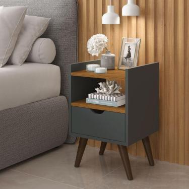 Imagem de Mesa de Cabeceira Alice Cinza Freijó Prado Móveis