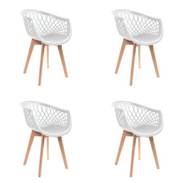 Imagem de Kit 4 Cadeiras Eames Design Wood Web Branca