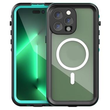 Imagem de PuRoxx Capa magnética para iPhone 15 Pro Max/15 Pro/15 Plus/15, capa à prova d'água IP68 à prova de poeira, capa de telefone resistente de corpo inteiro, azul, 15Pro