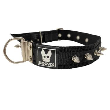 Imagem de Coleira Spike Nylon Dupla Cachorros Pitbull Pet Medio Grande Porte - Dogvix (Preto, PP)