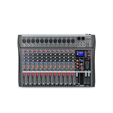 Imagem de Mesa De Som 4/6/7/8/12 Canais Profissional Portátil Mixer Bluetooth Interface Gravação Audio Console com placa de som USB + 48V Phantom power (Mesa 12 Canais)