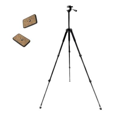 Imagem de Oberwerk Tripé alto 3000 – Suporte de tripé para câmera e binóculo resistente com cabeça de liberação rápida e 2 placas versáteis de liberação rápida | Tripé extensível de alumínio, portátil | Estende