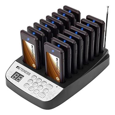 Imagem de Retekess Sistema de campainha de restaurante T113 à prova d'água, interface de carregamento, sistema de chamadas sem fio com 16 páginas recarregáveis para restaurantes, hospitais
