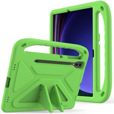 Imagem de Estojo protetor Capa infantil compatível com Samsung Galaxy Tab S9 FE Plus, capa SM-X610/SM-X616 de 12,4 polegadas, alça leve à prova de choque, capa protetora adequada para crianças Capa(Size:Green)