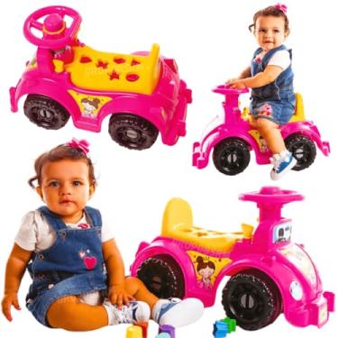 Imagem de Kit andador infantil totokinha bebe 12 meses carrinho de passeio menina totoka triciclo patrulha menino + brinquedo bebê 1 ano brinquedos pedagogicos didaticos jogos educativos (Rosa/Amarelo)