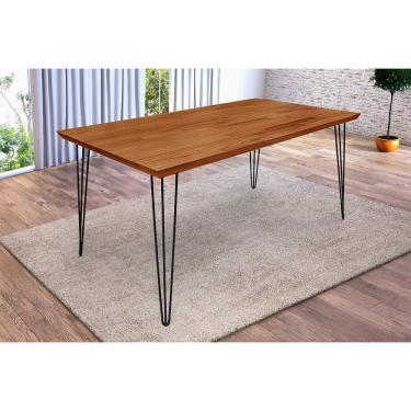 Imagem de Mesa Jantar Industrial Lanna 1,60M Madeira Maciça Pés Clips - Imbuia - Marrom