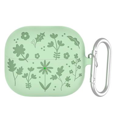 Imagem de NJBHFCN Pacote com 2 capas protetoras para fones de ouvido Samsung Galaxy Buds 3pro/Buds 3 com gancho antiperda de silicone integrado, macio, verde