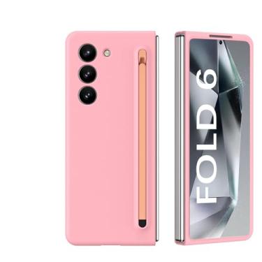 Imagem de Para Samsung Galaxy Fold 6 5G Capa com caneta Stylus colorida Capa ultrafina para slot de caneta para Z Fold4 Fold3 Fold5 Shell, rosa com caneta rosa, para Samsung Z Fold 4