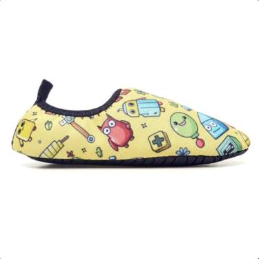 Imagem de Sapatilha Infantis Aquática Antiderrapantes, Macias, Calce Fácil para Praia, Piscina, Natação, Surf, Barco, Pesca, Camping, Caminhada, Neoprene (Minecraft Amarelo, BR, Criança de 4 a 8 anos, Faixa Numérico, 25, 26)
