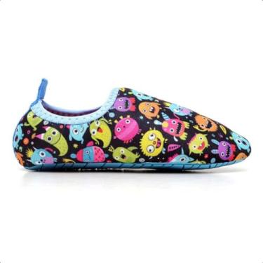 Imagem de Sapatilha Infantis Aquática Antiderrapantes, Macias, Calce Fácil para Praia, Piscina, Natação, Surf, Barco, Pesca, Camping, Caminhada, Neoprene (Monstro Preto, BR, Criança de 1 a 3 anos, Faixa Numérico, 19, 20)