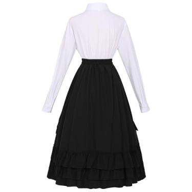 Imagem de Vestido feminino medieval com manga de fora, ombro de fora, vestido de cosplay, fantasia feminina, Preto, X-Large