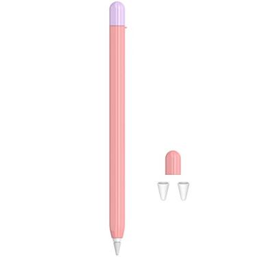 Imagem de Capa de duas cores para Apple Pencil 2, capa de proteção antiderrapante, capa de silicone macio para iPad Pro Pen (para Apple Pencil 2nd, rosa)