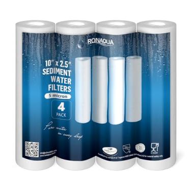 Imagem de Ronaqua Cartucho de filtro de água de sedimento de 5 mícrons 25,4 x 6,3 cm, certificação NSF, filtragem de 4 camadas para qualquer unidade RO de 25,4 cm e sistemas de toda a casa, compatível com