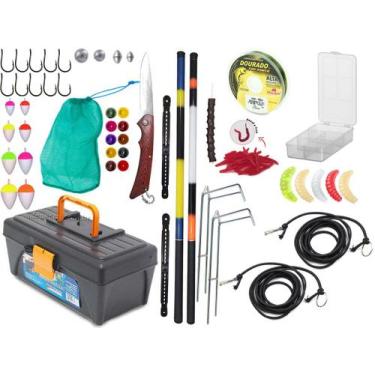 Imagem de Kit Pescaria C/ 2 Varas Telescópicas 40% Carbono (2,70m) + Caixa (Ref.