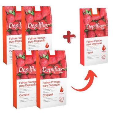 Imagem de Kit Depilação Completa Depilflax 4 Corporal + 1 Facial Folhas Prontas 