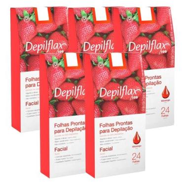 Imagem de Kit 5 Caixas Folhas Prontas Cera Depilatória Depilação Facial Depilfla