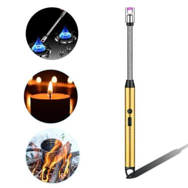 Imagem de Isqueiro Acendedor Elétrico USB Recarregável Cozinha Camping Fogão Coo