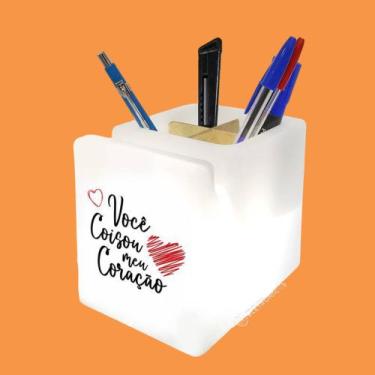 Imagem de Porta Caneta, lápis de Mesa Iluminado Logo Você Coisou Meu Coração - 1