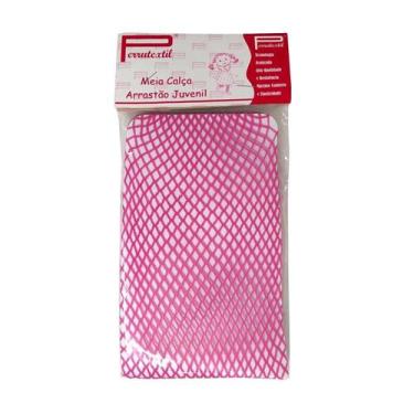 Imagem de Meia Calça Arrastão Infanto Juvenil Colorida Rosa - 7lobos