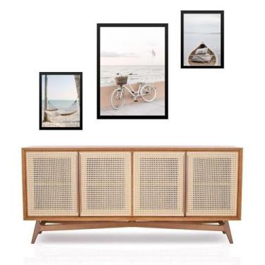 Imagem de Set 3 Quadros Fotos Praia Soft - Com Vidro - Quadros On-Line