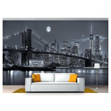 Imagem de Papel De Parede Lua Cheia Ponte Brooklyn 3D Lua24 - Você Decora