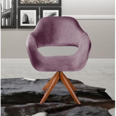 Imagem de Poltrona Decorativa Zara Pé Giratório de Madeira Sala Recepção - BELLA