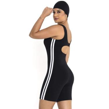 Imagem de Maiô Macaquinho Feminino Hidroginástica Natação Praia Adulto Faixa Lat