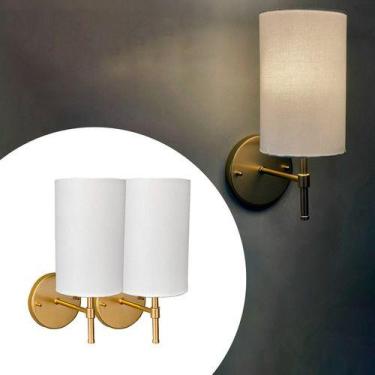 Imagem de Kit 2 Arandela Em Aluminio Com Cupula Tecido Algodao Soquete E27 Tensa