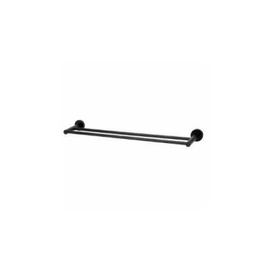 Imagem de Porta Toalha Barra Duplo Banho Slim 59cm Preto Fosco - Perflex