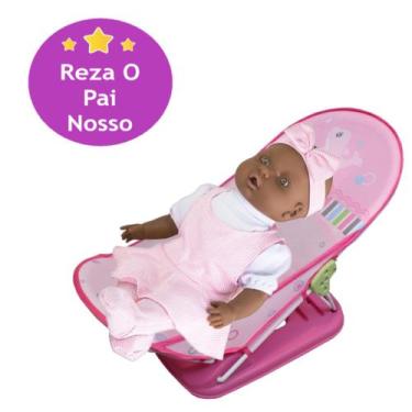 Imagem de Boneca Bebe Judy Oração do Pai Nosso + Berço p/ Dormir - Milk Brinqued