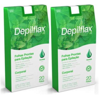 Imagem de Kit Depilflax 2 Caixas Cera Depilitórias Folhas Hortelã 20un