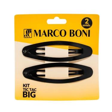 Imagem de Kit 2 Presilhas Tic Tac De Cabelo Grande Marco Boni, Preto
