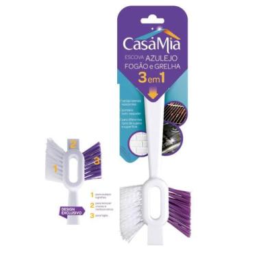 Imagem de Escova Limpeza 3 em 1 Para Azulejo Fogão E Grelha CasaMia, Branco e Ro