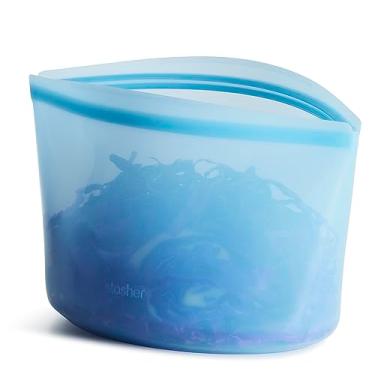 Imagem de Stasher Tigela reutilizável de silicone premium para armazenamento de alimentos, azul, micro-ondas, sous vide, lavável na máquina de lavar louça, forno e freezer, livre de BPA, sem vazamento