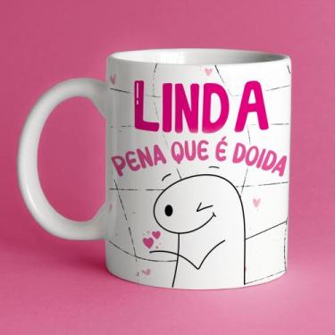 Imagem de Caneca porcelana flork amigas, linda pena que é doida 325ml - JAQUES P