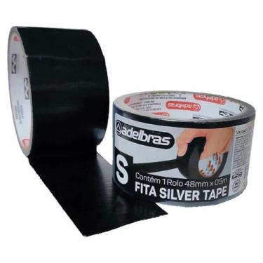 Imagem de Kit 10 Fita Adesiva Silver Tape Alta Fixação 48MmX5M Preto - Adelbras