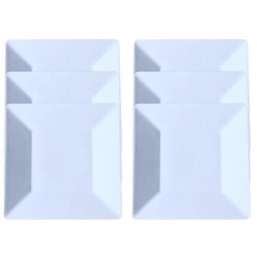 Imagem de Jogo 6 Pratos Quadrado Grande 30cm em Melamina Premium Luxo - Best