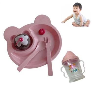 Imagem de Kit Refeição Infantil 4 Peças Com Prato Talheres Copo 160ml - Inter, R