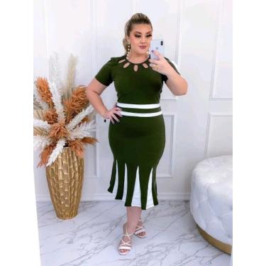 Imagem de Vestido MIDI Nesga Moda Feminina Evangélica - Miss Flower, Verde musgo